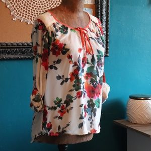 Daniel Rainn Floral Blouse - Size M - Orange White